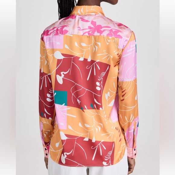 NEW | Show Xue Gao Silk Collage Button Down Shirt - Picture 3 of 8